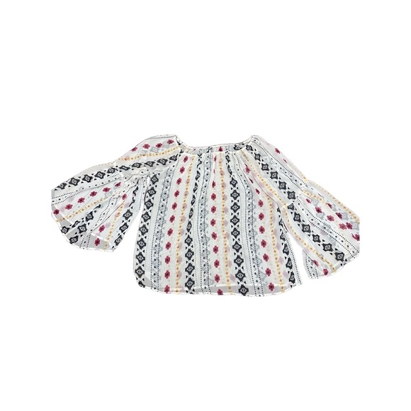 Yahada Womens Off Shoulder Blouse Large Boho Ethnic Bell Sleeve Off White - Picture 2 of 7